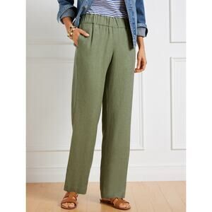 Talbots Linen Wide Leg Pants Olive Green Women’s XLP Pull On